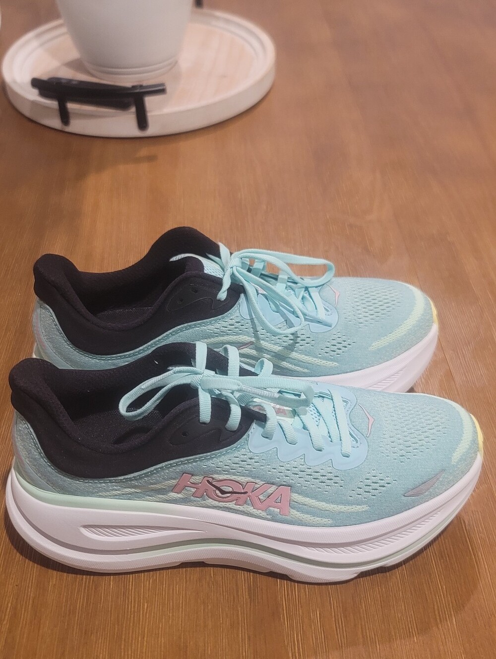 Hoka Women's Mint Blue and Black Running Shoes with Pink Logo 9.5B - Picture 9 of 10